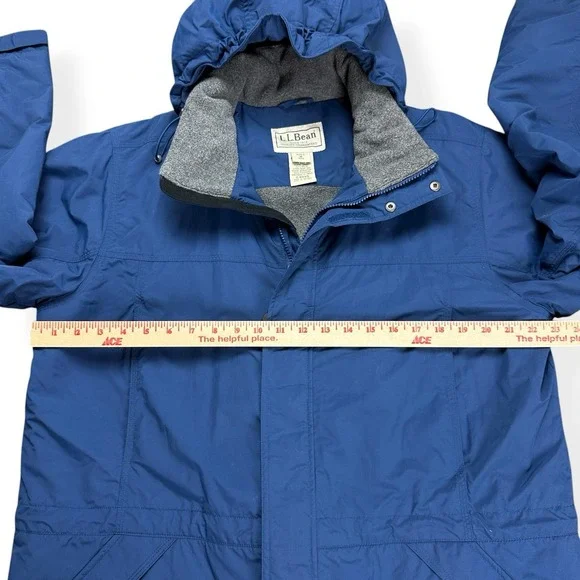 VTG LL Bean Men's Nylon Full Zip Insulated Hooded Jacket Blue Size Medium Blue‎